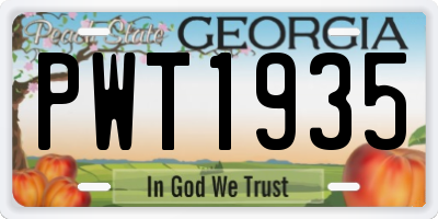 GA license plate PWT1935