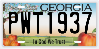 GA license plate PWT1937