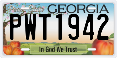 GA license plate PWT1942
