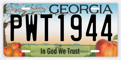 GA license plate PWT1944