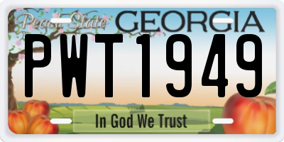 GA license plate PWT1949