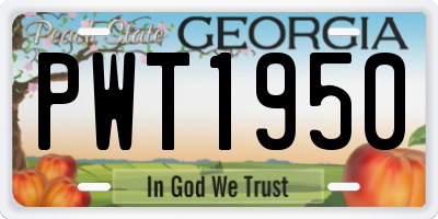 GA license plate PWT1950