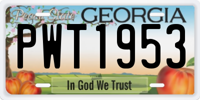 GA license plate PWT1953