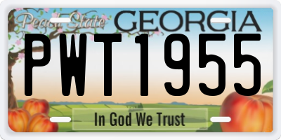 GA license plate PWT1955