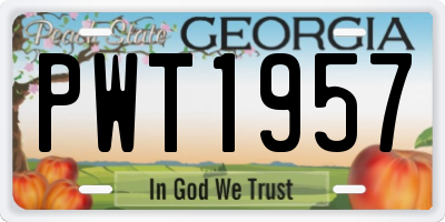 GA license plate PWT1957