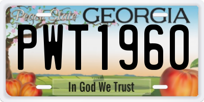 GA license plate PWT1960