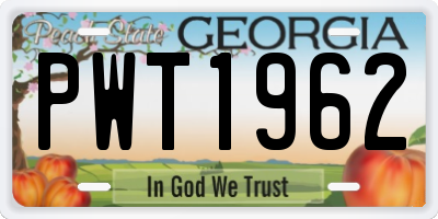 GA license plate PWT1962