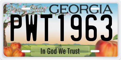 GA license plate PWT1963