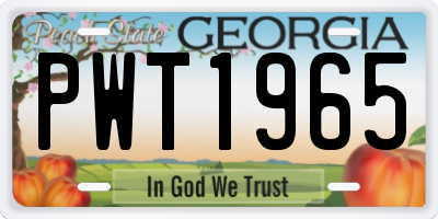 GA license plate PWT1965