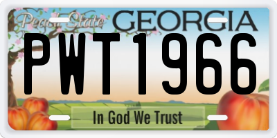 GA license plate PWT1966