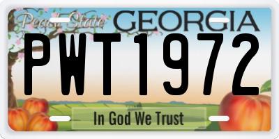 GA license plate PWT1972