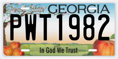 GA license plate PWT1982