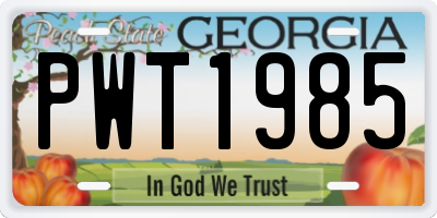 GA license plate PWT1985