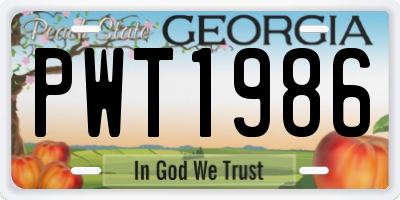 GA license plate PWT1986