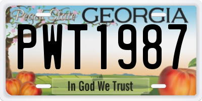 GA license plate PWT1987