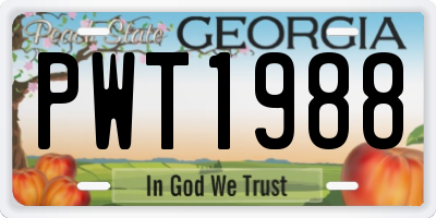 GA license plate PWT1988