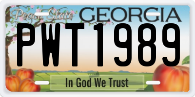 GA license plate PWT1989