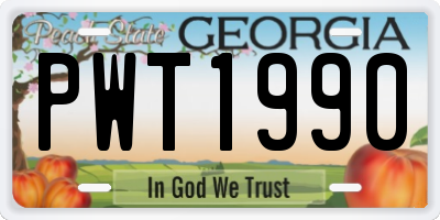 GA license plate PWT1990