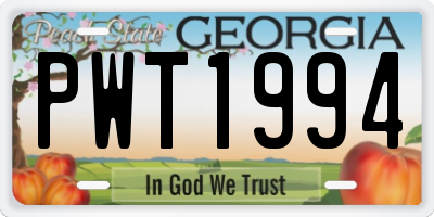 GA license plate PWT1994