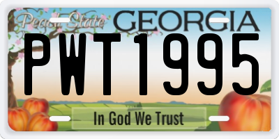 GA license plate PWT1995