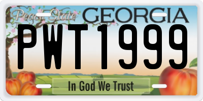 GA license plate PWT1999