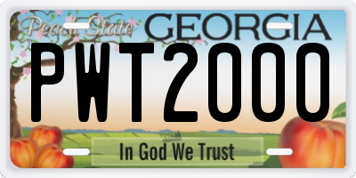 GA license plate PWT2000