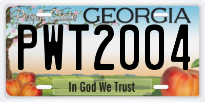 GA license plate PWT2004