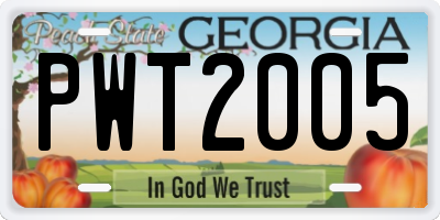 GA license plate PWT2005