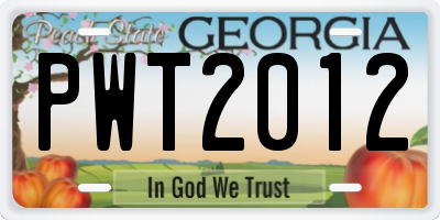 GA license plate PWT2012
