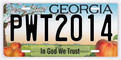 GA license plate PWT2014