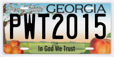 GA license plate PWT2015