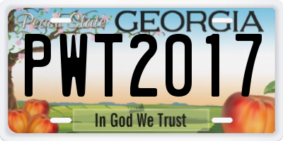 GA license plate PWT2017