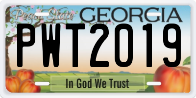 GA license plate PWT2019