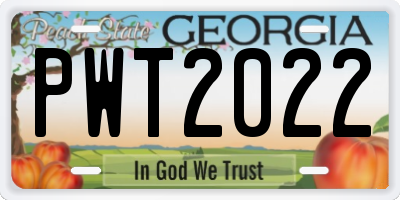 GA license plate PWT2022