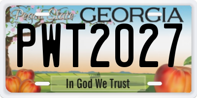GA license plate PWT2027