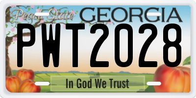 GA license plate PWT2028