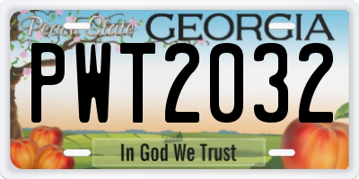 GA license plate PWT2032