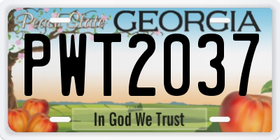 GA license plate PWT2037