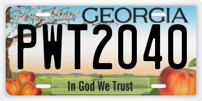 GA license plate PWT2040