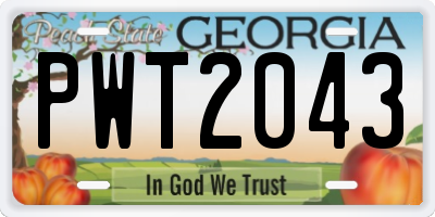 GA license plate PWT2043