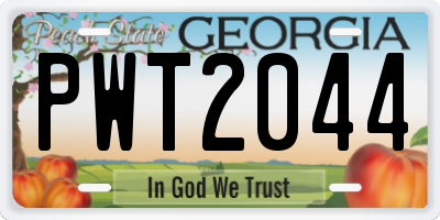 GA license plate PWT2044
