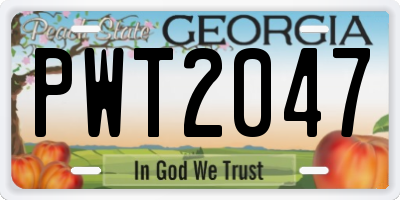 GA license plate PWT2047