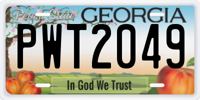 GA license plate PWT2049