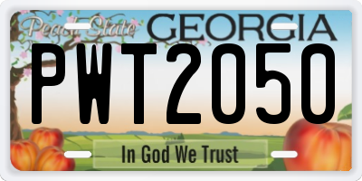 GA license plate PWT2050
