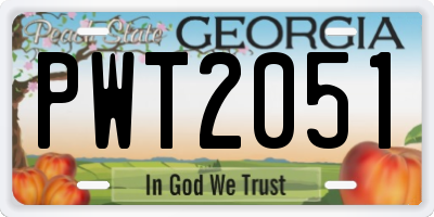 GA license plate PWT2051