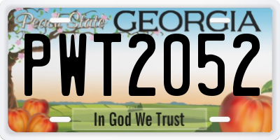 GA license plate PWT2052
