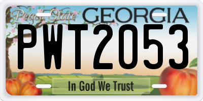 GA license plate PWT2053