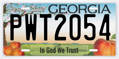 GA license plate PWT2054