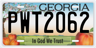GA license plate PWT2062