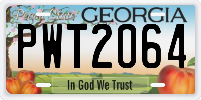 GA license plate PWT2064